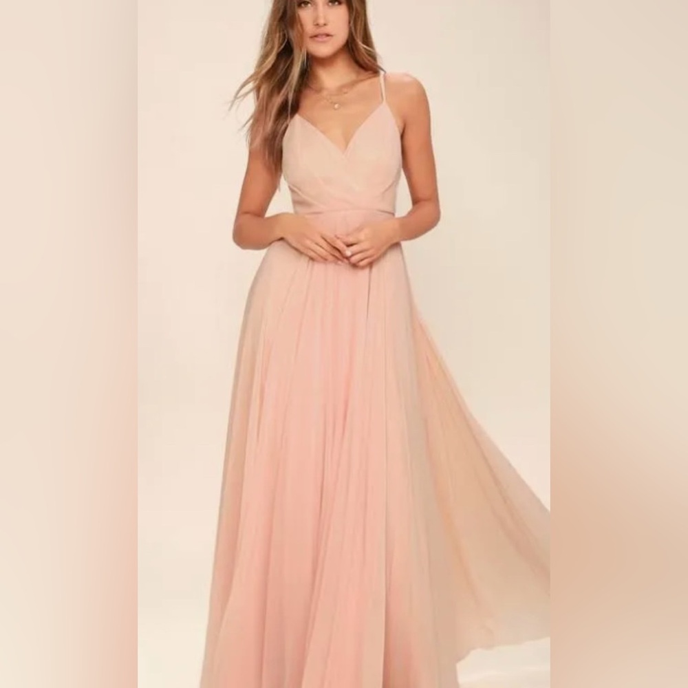 Lulus All About Love Formal Maxi Dress S Blush Pink NWT Prom Bridesmaid GownFLAW